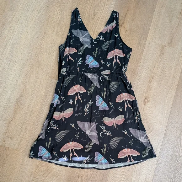 Disturbia Black Dress with Pastel Butterfly & Moth Motif - Picture 4 of 6